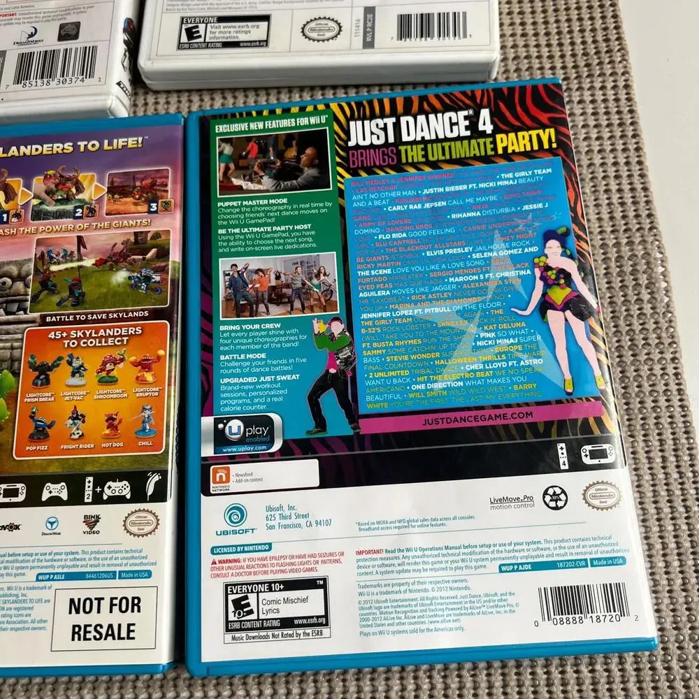 Nintendo Wii Wii U Game Lot of 5‎ Disney Cars Megamind Skylanders Just Dance 4